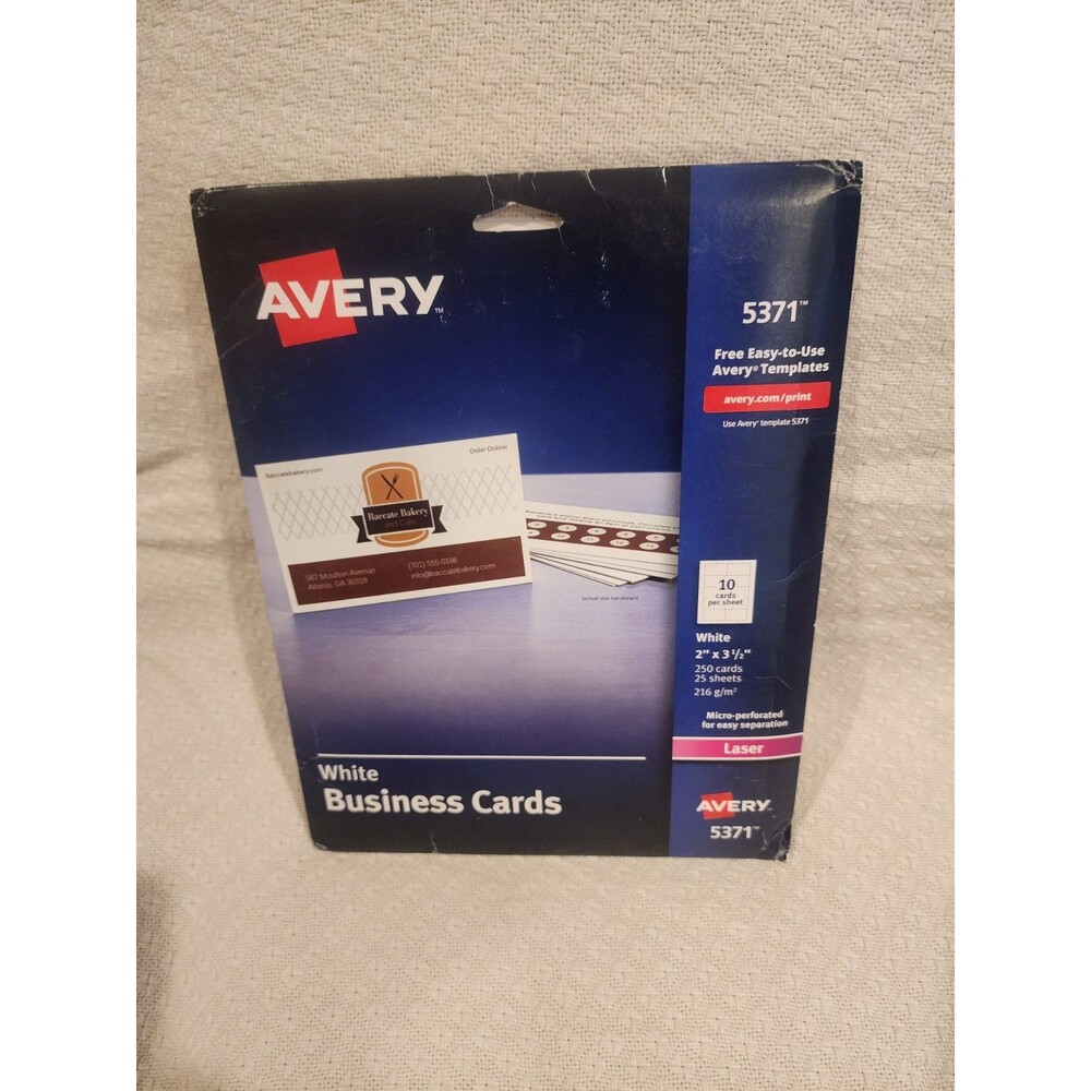 Avery #5371 Business Cards 2 x 3 1/2 White 130 Cards 13 Sheets